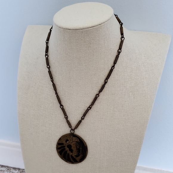 SOLD Vintage Mexican Copper Brass Aztec Necklace - Picture 7 of 7